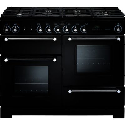 Rangemaster Kitchener 110cm Dual Fuel 76280 Range Cooker in Black with Chrome trim and FSD Hob Rangemaster Kitchener 110cm Dual Fuel 76280 Range Cooker in Black with Chrome trim and FSD Hob